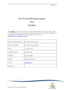 Page 1 of 7  Earn Your Stars Micro-grants program *Year* Final Report