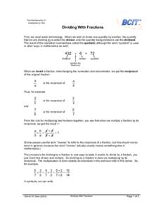 Elementary arithmetic / Elementary algebra / Fractions / Binary operations / Division / Multiplicative inverse / Ratio / Multiplication / Auxiliary fraction / Mathematics / Arithmetic / Numbers