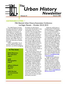 Urban History Association Newsletter, Autumn 2009, Volume 41, Number 2
