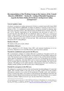 Soil biology / Biology / Soil science / Phytosanitary certificate / Tomato / Pest / Capsicum / Agreement on the Application of Sanitary and Phytosanitary Measures / Agriculture / Micrococcineae / International trade / Clavibacter michiganensis