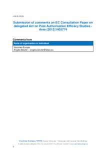 <18[removed]>  Submission of comments on EC Consultation Paper on delegated Act on Post Authorisation Efficacy Studies Ares[removed]Comments from Name of organisation or individual