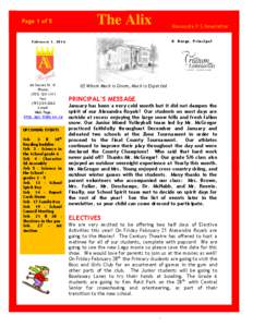 Page 1 of 5  The Alix Alexandra P.S.Newsletter K. Burge, Principal