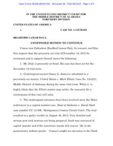 Case 3:13-cr[removed]WKW-CSC Document 36 Filed[removed]Page 1 of 4  IN THE UNITED STATES DISTRICT COURT FOR THE MIDDLE DISTRICT OF ALABAMA NORTHERN DIVISION UNITED STATES OF AMERICA