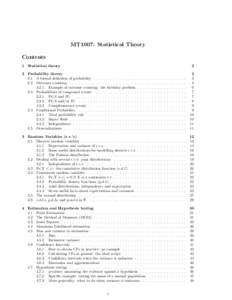 MT1007: Statistical Theory Contents 1 Statistical theory 2