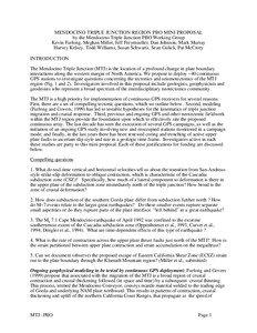 MENDOCINO TRIPLE JUNCTION REGION PBO MINI PROPOSAL by the Mendocino Triple Junction PBO Working Group Kevin Furlong, Meghan Miller, Jeff Freymueller, Dan Johnson, Mark Murray