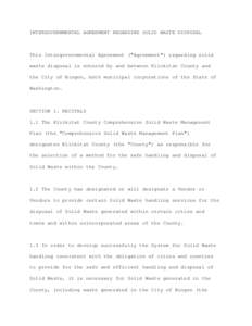 INTERGOVERNMENTAL AGREEMENT REGARDING SOLID WASTE DISPOSAL  This Intergovernmental Agreement (