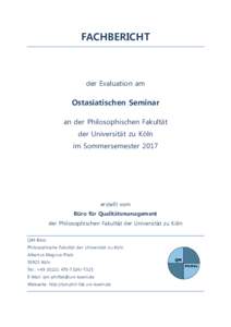 FACHBERICHT  der Evaluation am Ostasiatischen Seminar an der Philosophischen Fakultät