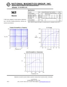 NATIONAL MAGNETICS GROUP, INC. MANUFACTURERS OF MAGNETIC AND ADVANCED MATERIALS