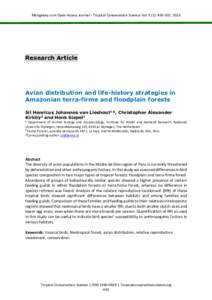 Mongabay.com Open Access Journal - Tropical Conservation Science Vol. 9 (1): , 2016  Research Article Avian distribution and life-history strategies in Amazonian terra-firme and floodplain forests