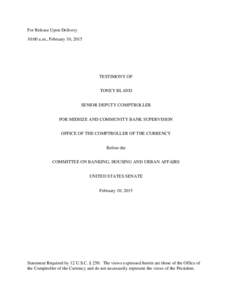 United States federal banking legislation / Finance / Bank regulation in the United States / Office of the Comptroller of the Currency / Dodd–Frank Wall Street Reform and Consumer Protection Act / Federal Reserve System / Savings and loan association / Federal Financial Institutions Examination Council / Title 12 of the United States Code / Economics / Financial institutions / Economic history