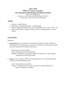 June 4, 2014 PPDC 21st Century Toxicology/New Integrated Testing Strategies Workgroup Meeting