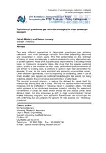 Evaluation of greenhouse gas reduction strategies for urban passenger transport Evaluation of greenhouse gas reduction strategies for urban passenger transport