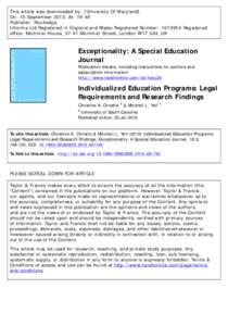 This article was downloaded by: [University Of Maryland] On: 15 September 2013, At: 19:48 Publisher: Routledge Informa Ltd Registered in England and Wales Registered Number: [removed]Registered office: Mortimer House, 37-