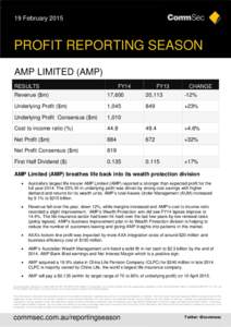 19 February[removed]PROFIT REPORTING SEASON AMP LIMITED (AMP) RESULTS