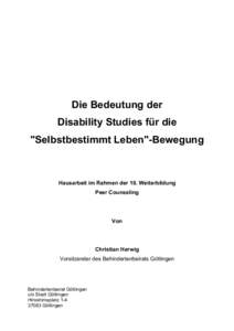 Die Bedeutung der Disability Studies für die 