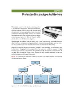CHAPTER 14  Understanding an App’s Architecture This chapter examines the structure of an app from a programmer’s perspective. It begins with the traditional analogy that an app is like a recipe and