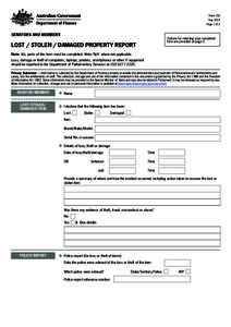 Form 152: Lost / Stolen / Damaged Property Report