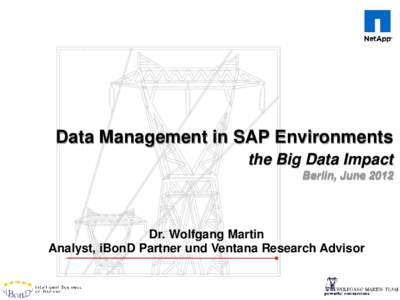 Data Management in SAP Environments the Big Data Impact Berlin, June 2012 Dr. Wolfgang Martin Analyst, iBonD Partner und Ventana Research Advisor