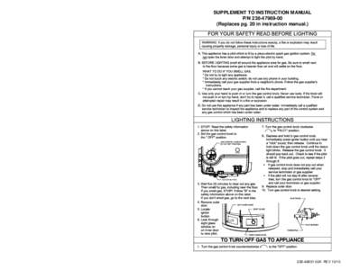 SUPPLEMENT TO INSTRUCTION MANUAL P/N[removed]Replaces pg. 20 in instruction manual.) IGNITER BUTTON