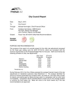 City Council Report Date: May 5, 2014  To: