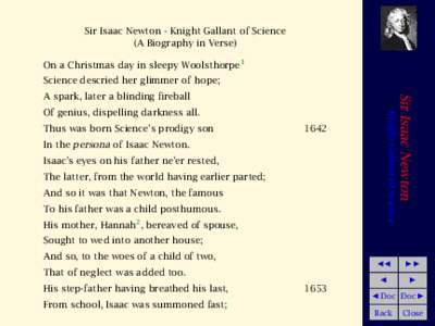 Sir Isaac Newton - Knight Gallant of Science