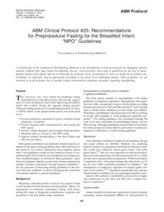 ABM Clinical Protocol #25: Recommendations for Preprocedural Fasting for the Breastfed Infant: “NPO” Guidelines