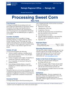Processing Sweet Corn Insurance in New York