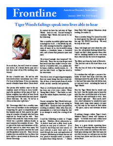 Frontline  American Decency Association January 2010 Vol. XXV Issue I  Tiger Woods failings speak into lives able to hear