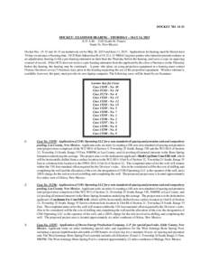 DOCKET NODOCKET: EXAMINER HEARING - THURSDAY – MAY 14, 2015 8:15 A.MSouth St. Francis Santa Fe, New Mexico Docket Nosandare tentatively set for May 28, 2015 and June 11, 2015. Applicati