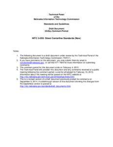 Technical Panel of the Nebraska Information Technology Commission Standards and Guidelines Draft Document 30-Day Comment Period