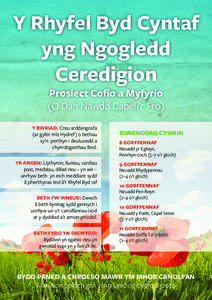 Y Rhyfel Byd Cyntaf yng Ngogledd Ceredigion Prosiect Cofio a Myfyrio (O Dan Nawdd Capeli’r Fro)