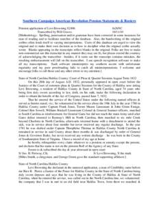 Southern Campaign American Revolution Pension Statements & Rosters Pension application of Levi Browning S2406 fn26NC Transcribed by Will Graves[removed]Methodology: Spelling, punctuation and/or grammar have been correc