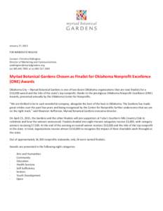 January 27, 2015 FOR IMMEDIATE RELEASE Contact: Christine Eddington Director of Marketing and Communications  (oor (c