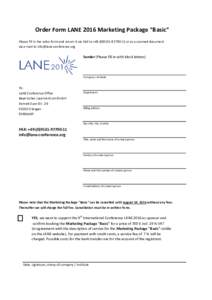 Order Form LANE 2016 Marketing Package 