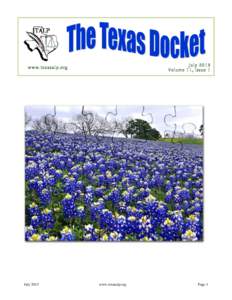 July 2013 Volume 11, Issue 1 www.texasalp.org  July 2013