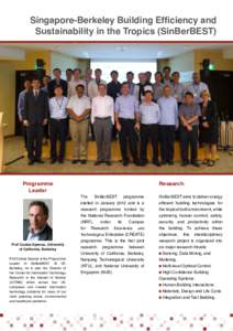 Singapore-Berkeley Building Efficiency and Sustainability in the Tropics (SinBerBEST) Programme Leader