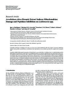 Arrabidaea chica Hexanic Extract Induces Mitochondrion Damage and Peptidase Inhibition on Leishmania spp.