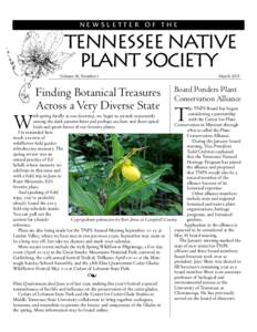 NEWSLETTER OF THE  Tennessee Native Plant Society Volume 39, Number 1