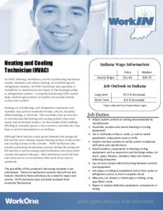 Heating and Cooling Technician (HVAC) An HVAC (Heating, Ventilation, and Air Conditioning) technician installs, maintains and repairs heating, air conditioning and refrigeration systems. An HVAC technician may specialize