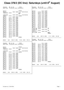 ClassDC line): Saturdays (until 8th August) Diagram : Runs from: Euston Euston