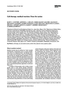 Cytotherapy, 2010; 12: 965–968  ISCT WHITE PAPER Cell therapy medical tourism: Time for action