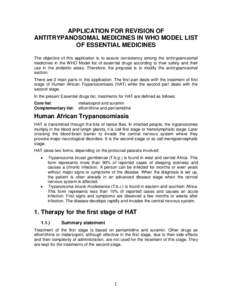 Proposed changes for Antitrypanosomal medicines: treatments for Human African Trypanosomiasis (HAT)