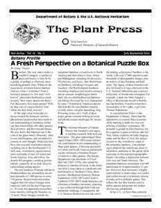 Department of Botany & the U.S. National Herbarium  The Plant Press New Series - Vol[removed]No. 3  July-September 2010