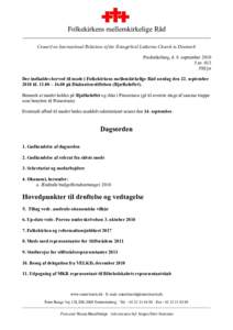 Folkekirkens mellemkirkelige Råd ________________________________________________________________________________ Council on International Relations of the Evangelical Lutheran Church in Denmark Frederiksberg, d. 8. sep