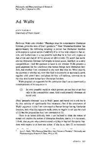 Philosophy and Phenom£nological Research Vol. LI, No.3, September 1991 Ad Walls ALVIN PLANfINGA
