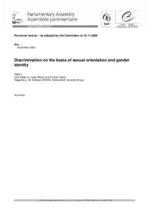 Provional version – as adopted by the Committee on[removed]Doc. … … November 2009 Discrimination on the basis of sexual orientation and gender identity