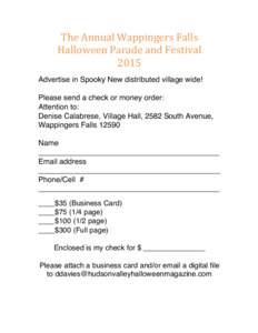    The	
  Annual	
  Wappingers	
  Falls	
  	
   Halloween	
  Parade	
  and	
  Festival	
   2015	
  
