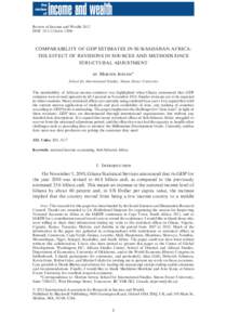 bs_bs_banner  Review of Income and Wealth 2012 DOI: [removed]roiw[removed]COMPARABILITY OF GDP ESTIMATES IN SUB-SAHARAN AFRICA: