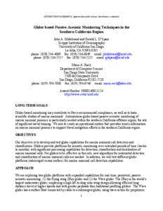 10: Glider-based Passive Acoustic Monitoring Techniques in the Southern California Region