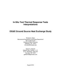 Chemistry / Building engineering / Heat exchangers / Heat conduction / Physical quantities / Thermal response test / Downhole heat exchanger / Borehole / Thermal conductivity / Heat transfer / Mechanical engineering / Chemical engineering